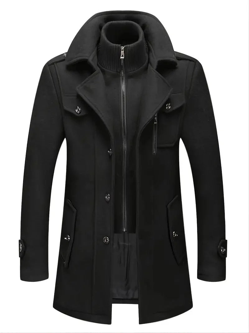 Premium Black Long Winter Coat For Men