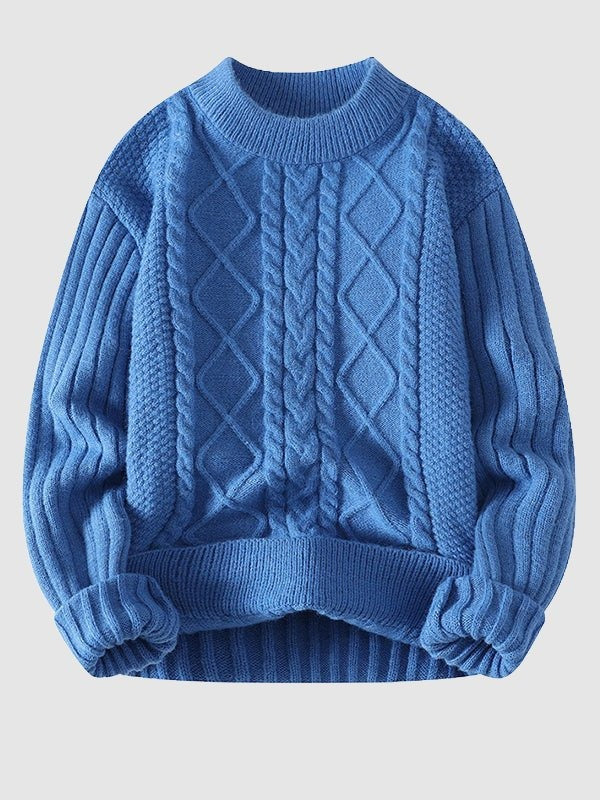 Premium Blue Cable Knit Sweater For Men