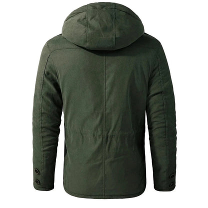 Premium Navy Blue Multi-Pocket Hooded Winter Jacket