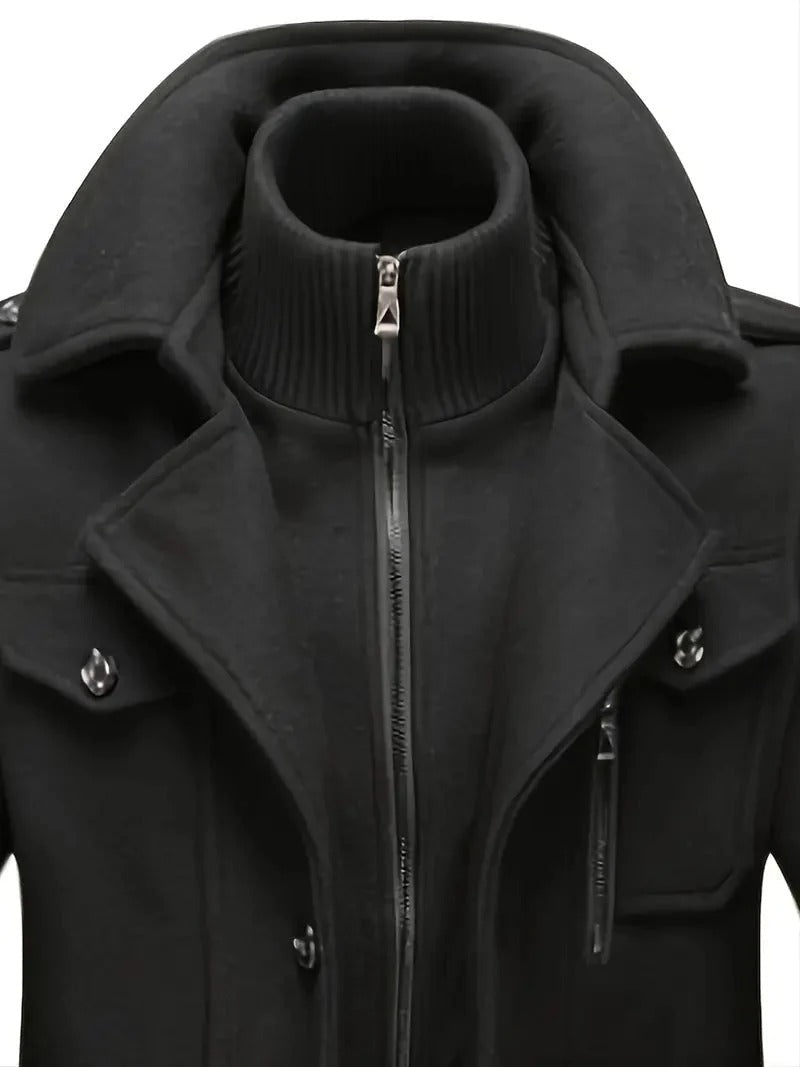 Premium Black Long Winter Coat For Men